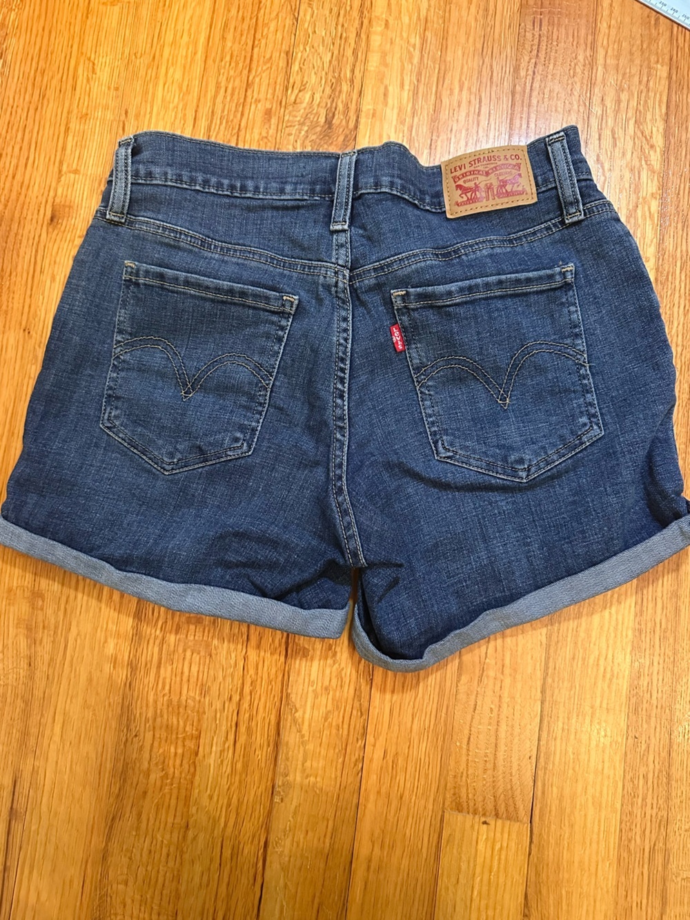 Levi's Mid Length Shorts Distressed Stretchy Cuffed Denim Jean Shorts 27 (a1)